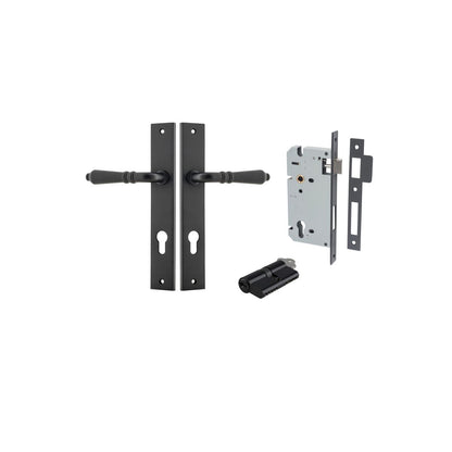 Iver Sarlat  Door Lever Rectangular Latch Pair, Passage Kit, Privacy Kit , Entrance Kit with High Security Lock -Matt Black