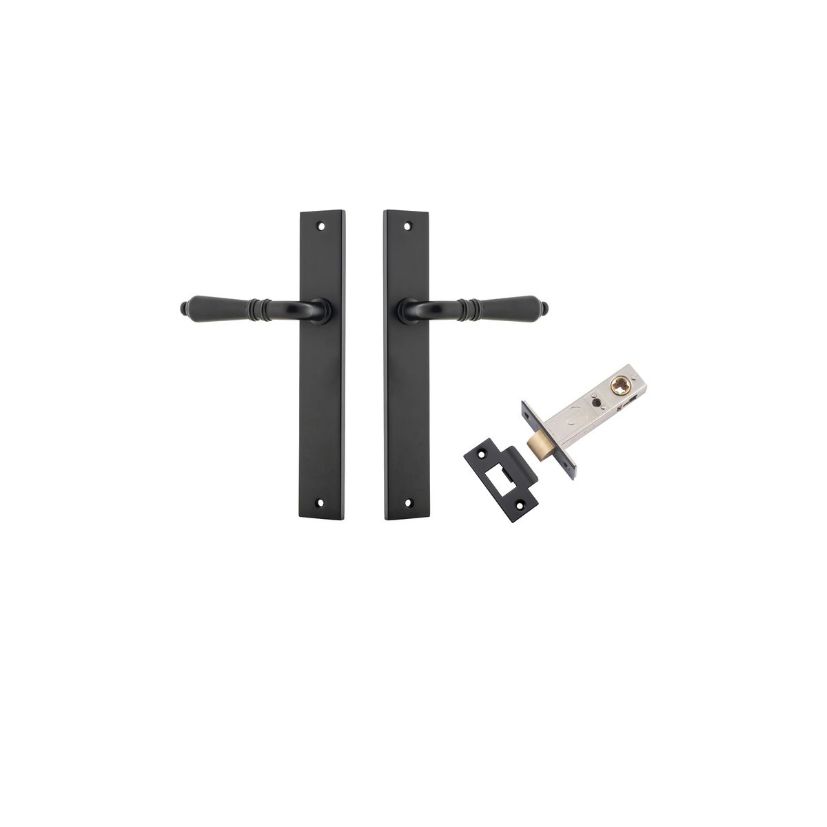 Iver Sarlat  Door Lever Rectangular Latch Pair, Passage Kit, Privacy Kit , Entrance Kit with High Security Lock -Matt Black