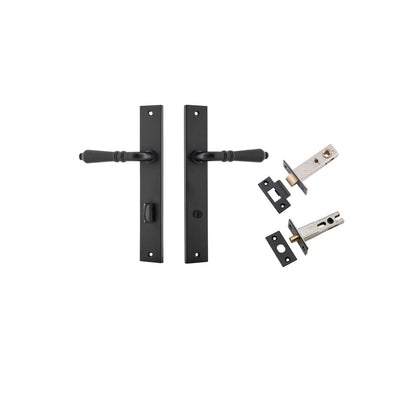Iver Sarlat  Door Lever Rectangular Latch Pair, Passage Kit, Privacy Kit , Entrance Kit with High Security Lock -Matt Black