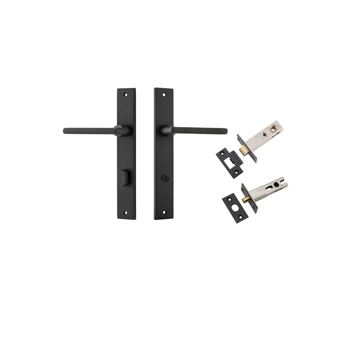 Iver Baltimore Door Knob Rectangular Latch Pair, Passage Kit, Privacy Kit , Entrance Kit with High Security Lock -Matt Black