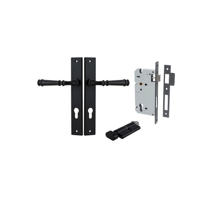 Iver Verona Door Lever Rectangular Latch Pair, Passage Kit, Privacy Kit , Entrance Kit with High Security Lock -Matt Black
