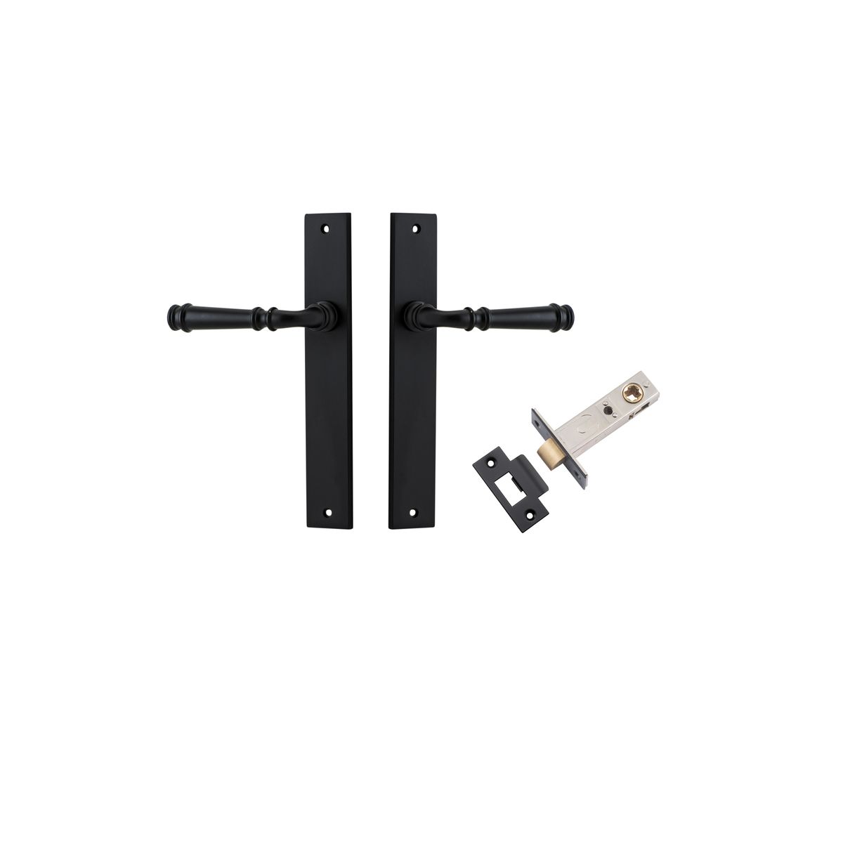 Iver Verona Door Lever Rectangular Latch Pair, Passage Kit, Privacy Kit , Entrance Kit with High Security Lock -Matt Black