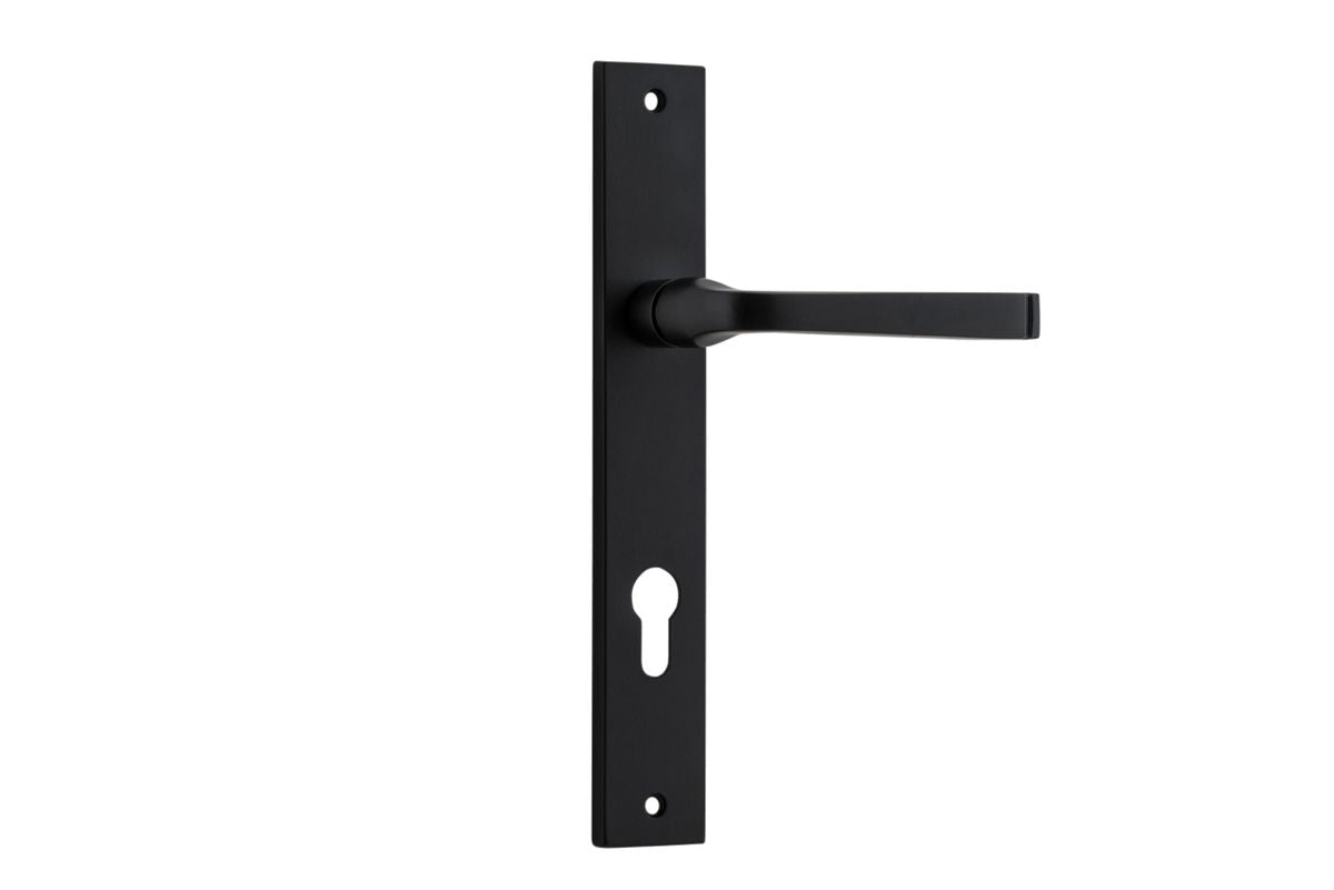 Iver Annecy Door Lever Rectangular Latch Pair, Passage Kit, Privacy Kit , Entrance Kit with High Security Lock - Matt Black
