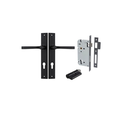 Iver Annecy Door Lever Rectangular Latch Pair, Passage Kit, Privacy Kit , Entrance Kit with High Security Lock - Matt Black