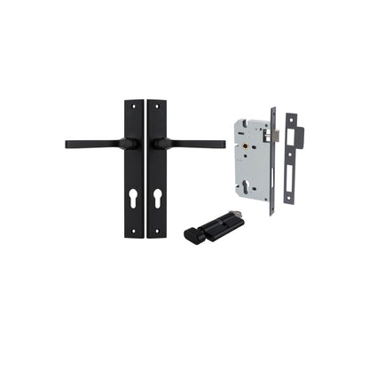 Iver Annecy Door Lever Rectangular Latch Pair, Passage Kit, Privacy Kit , Entrance Kit with High Security Lock - Matt Black