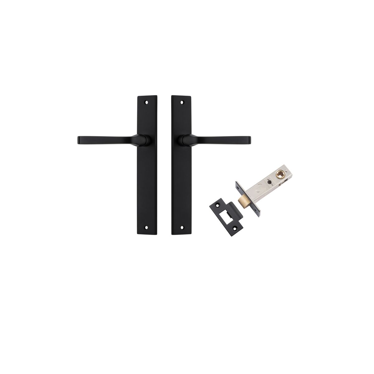 Iver Annecy Door Lever Rectangular Latch Pair, Passage Kit, Privacy Kit , Entrance Kit with High Security Lock - Matt Black