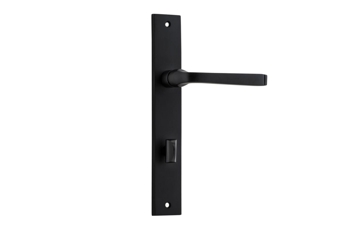 Iver Annecy Door Lever Rectangular Latch Pair, Passage Kit, Privacy Kit , Entrance Kit with High Security Lock - Matt Black