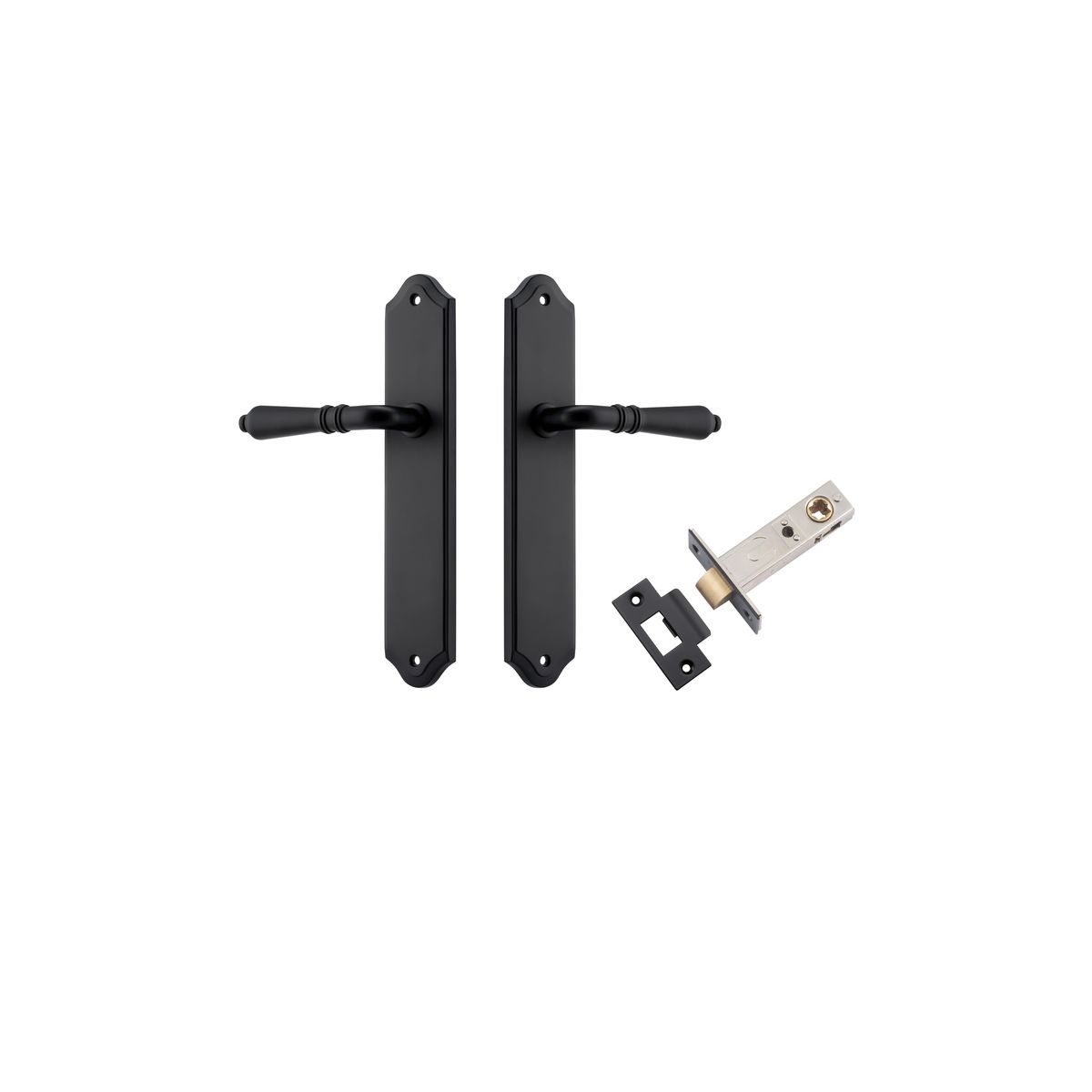 Iver Sarlat  Door Lever Oval Latch Pair, Passage Kit, Privacy Kit , Entrance Kit with High Security Lock - Matt Black