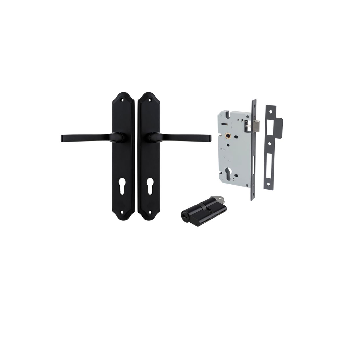 Iver Annecy Door Lever Shouldered Latch Pair, Passage Kit, Privacy Kit , Entrance Kit with High Security Lock -Polished Nickel
