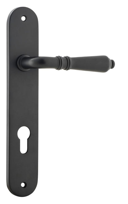 Iver Sarlat  Door Lever Oval Latch Pair, Passage Kit, Privacy Kit , Entrance Kit with High Security Lock - Matt Black