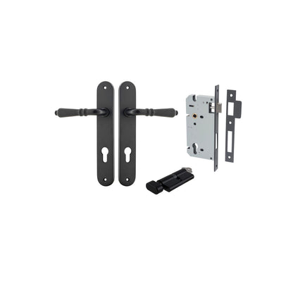 Iver Sarlat  Door Lever Oval Latch Pair, Passage Kit, Privacy Kit , Entrance Kit with High Security Lock - Matt Black