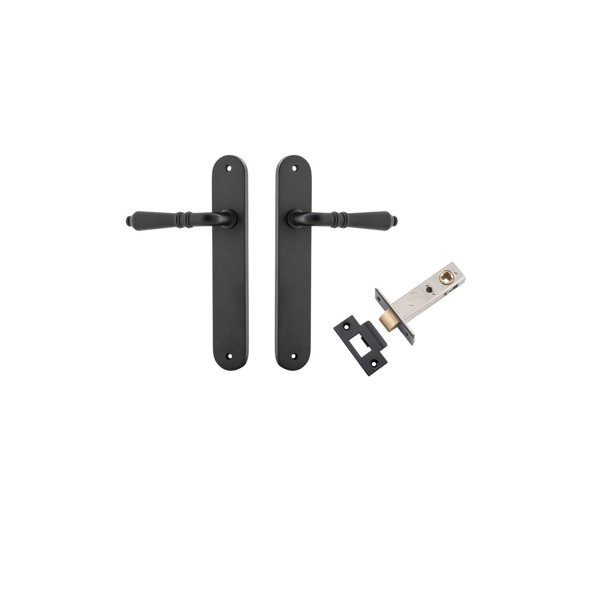 Iver Sarlat  Door Lever Oval Latch Pair, Passage Kit, Privacy Kit , Entrance Kit with High Security Lock - Matt Black