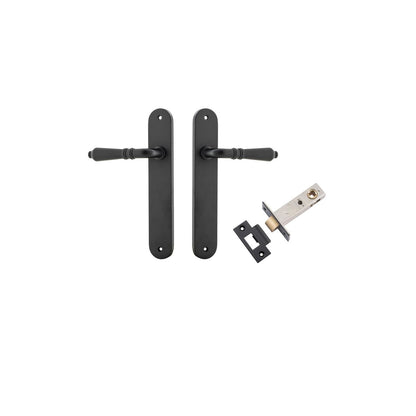 Iver Sarlat  Door Lever Oval Latch Pair, Passage Kit, Privacy Kit , Entrance Kit with High Security Lock - Matt Black