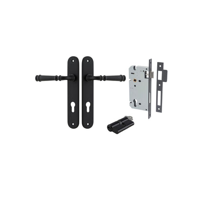 Iver Verona Door Lever Oval Latch Pair, Passage Kit, Privacy Kit , Entrance Kit with High Security Lock - Matt Black