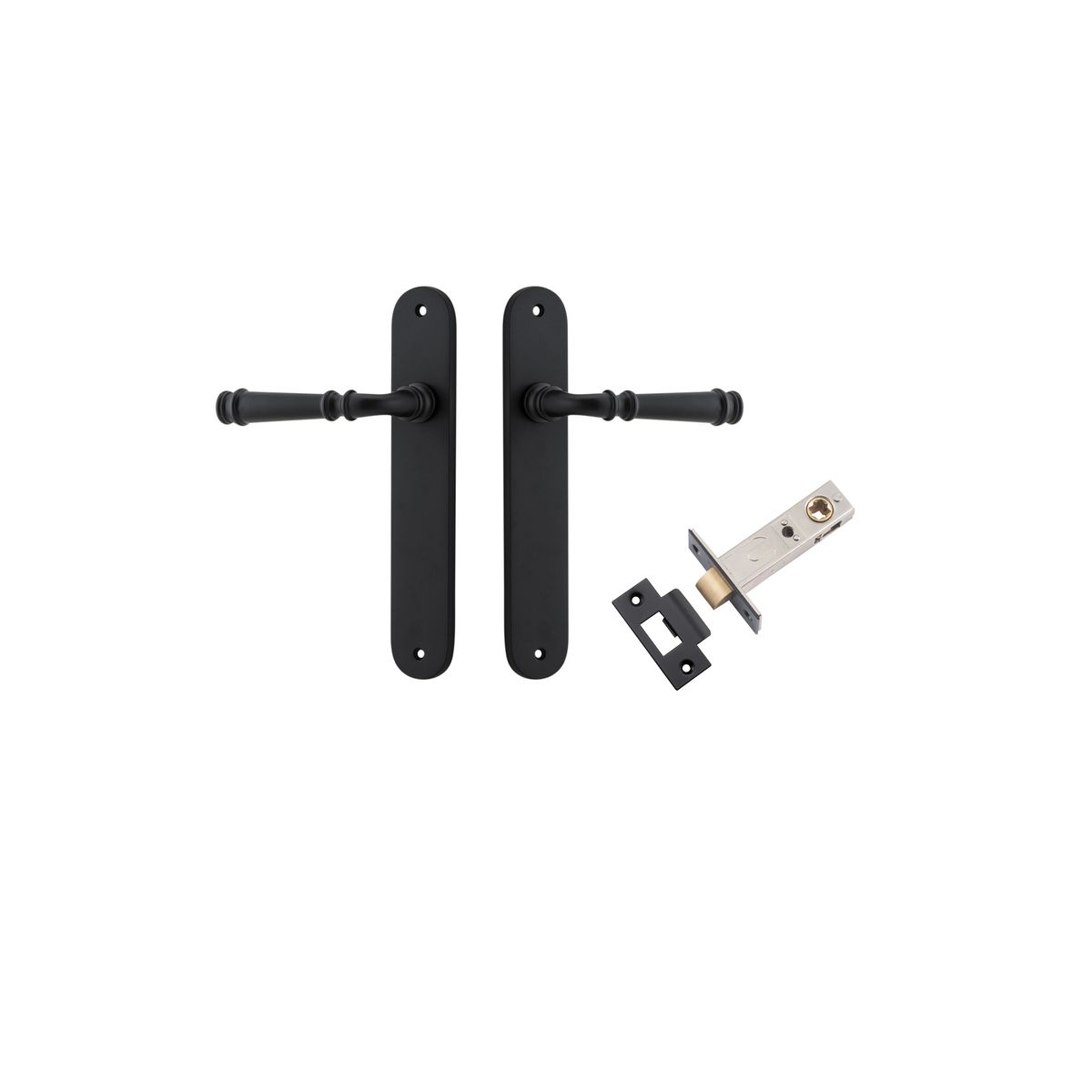 Iver Verona Door Lever Oval Latch Pair, Passage Kit, Privacy Kit , Entrance Kit with High Security Lock - Matt Black
