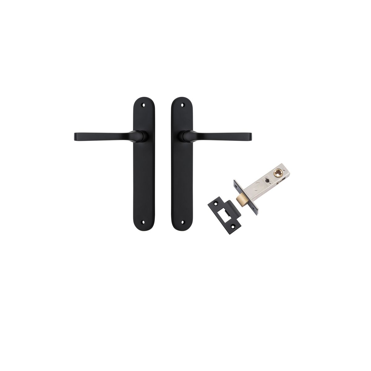 Iver Annecy Door Lever Oval Latch Pair, Passage Kit, Privacy Kit , Entrance Kit with High Security Lock - Matt Black