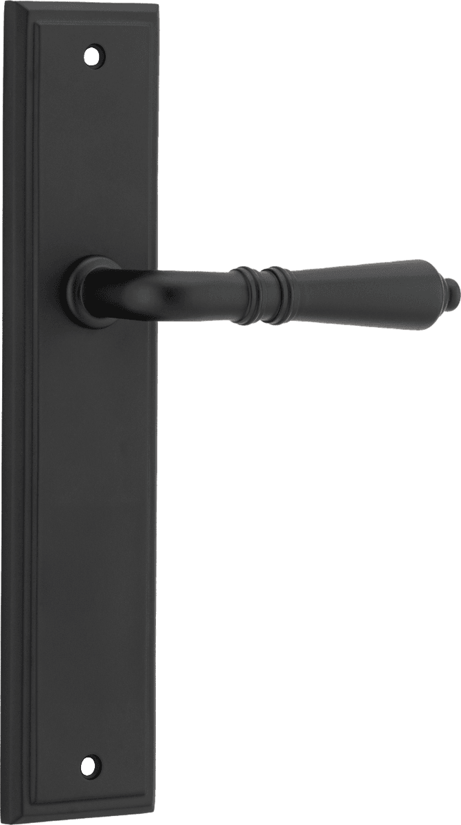 Iver Sarlat  Door Lever Stepped Latch Pair, Passage Kit, Privacy Kit , Entrance Kit with High Security Lock -Matt Black