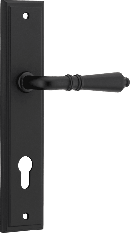 Iver Sarlat  Door Lever Stepped Latch Pair, Passage Kit, Privacy Kit , Entrance Kit with High Security Lock -Matt Black