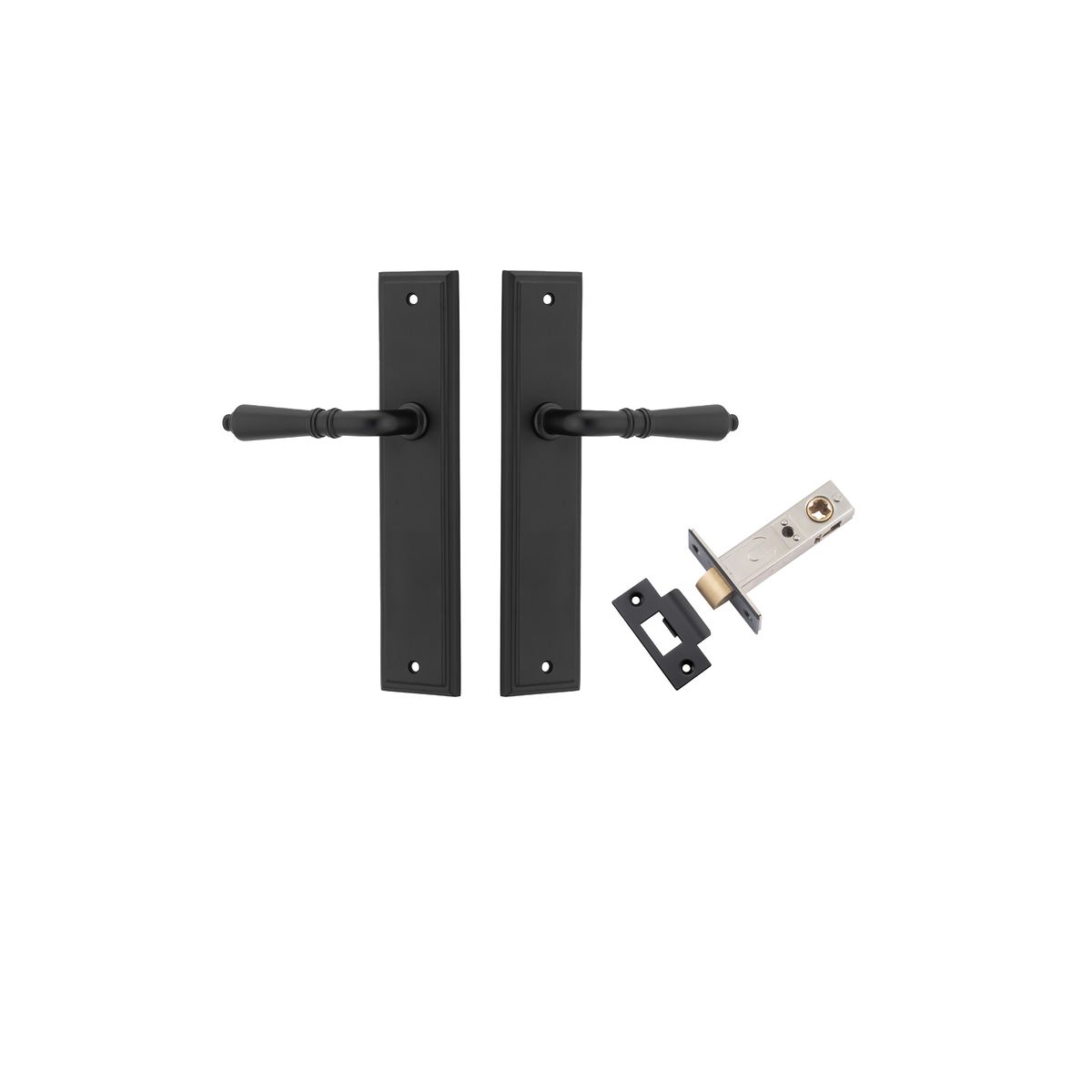 Iver Sarlat  Door Lever Stepped Latch Pair, Passage Kit, Privacy Kit , Entrance Kit with High Security Lock -Matt Black