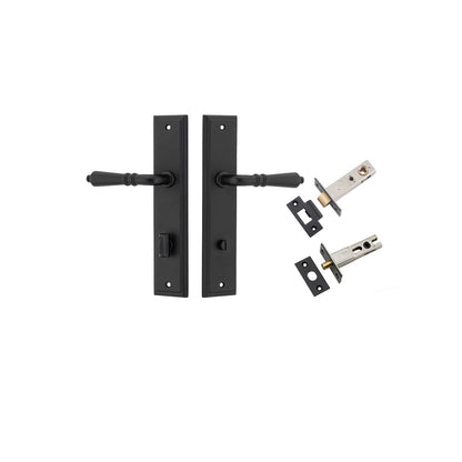 Iver Sarlat  Door Lever Stepped Latch Pair, Passage Kit, Privacy Kit , Entrance Kit with High Security Lock -Matt Black