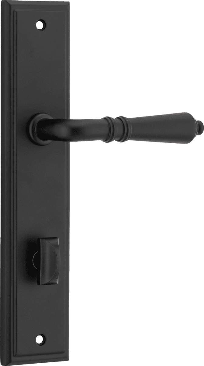 Iver Sarlat  Door Lever Stepped Latch Pair, Passage Kit, Privacy Kit , Entrance Kit with High Security Lock -Matt Black