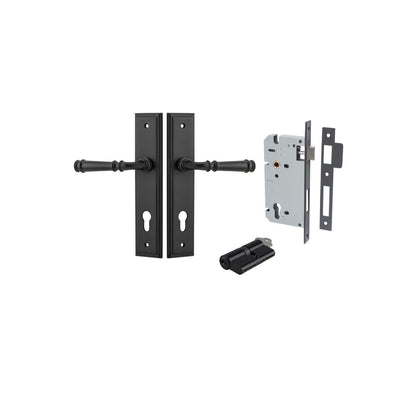 Iver Verona Door Lever Stepped Latch Pair, Passage Kit, Privacy Kit , Entrance Kit with High Security Lock -Matt Black