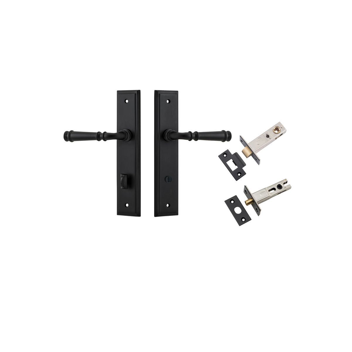 Iver Verona Door Lever Stepped Latch Pair, Passage Kit, Privacy Kit , Entrance Kit with High Security Lock -Matt Black