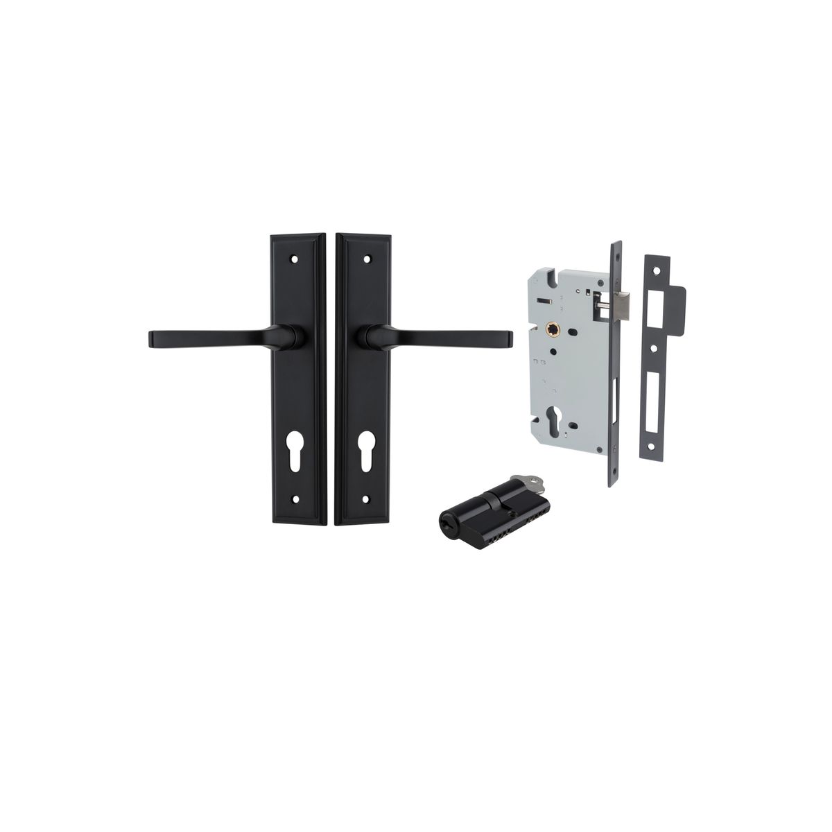 Iver Annecy Door Lever Shouldered Latch Pair, Passage Kit, Privacy Kit , Entrance Kit with High Security Lock -Matt Black