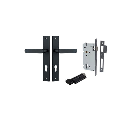 Iver Bronte Door Lever Rectangular Latch Pair, Passage Kit, Privacy Kit , Entrance Kit with High Security Lock - Matt Black