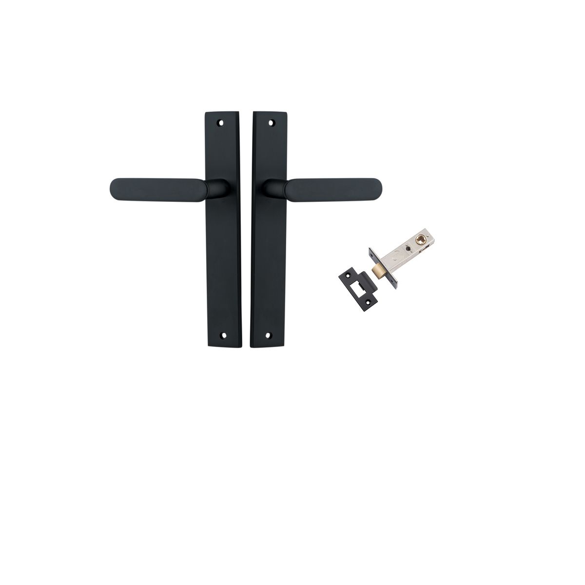 Iver Bronte Door Lever Rectangular Latch Pair, Passage Kit, Privacy Kit , Entrance Kit with High Security Lock - Matt Black