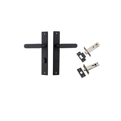 Iver Bronte Door Lever Rectangular Latch Pair, Passage Kit, Privacy Kit , Entrance Kit with High Security Lock - Matt Black