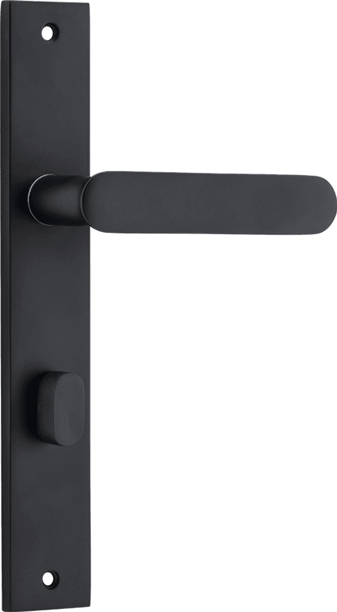 Iver Bronte Door Lever Rectangular Latch Pair, Passage Kit, Privacy Kit , Entrance Kit with High Security Lock - Matt Black