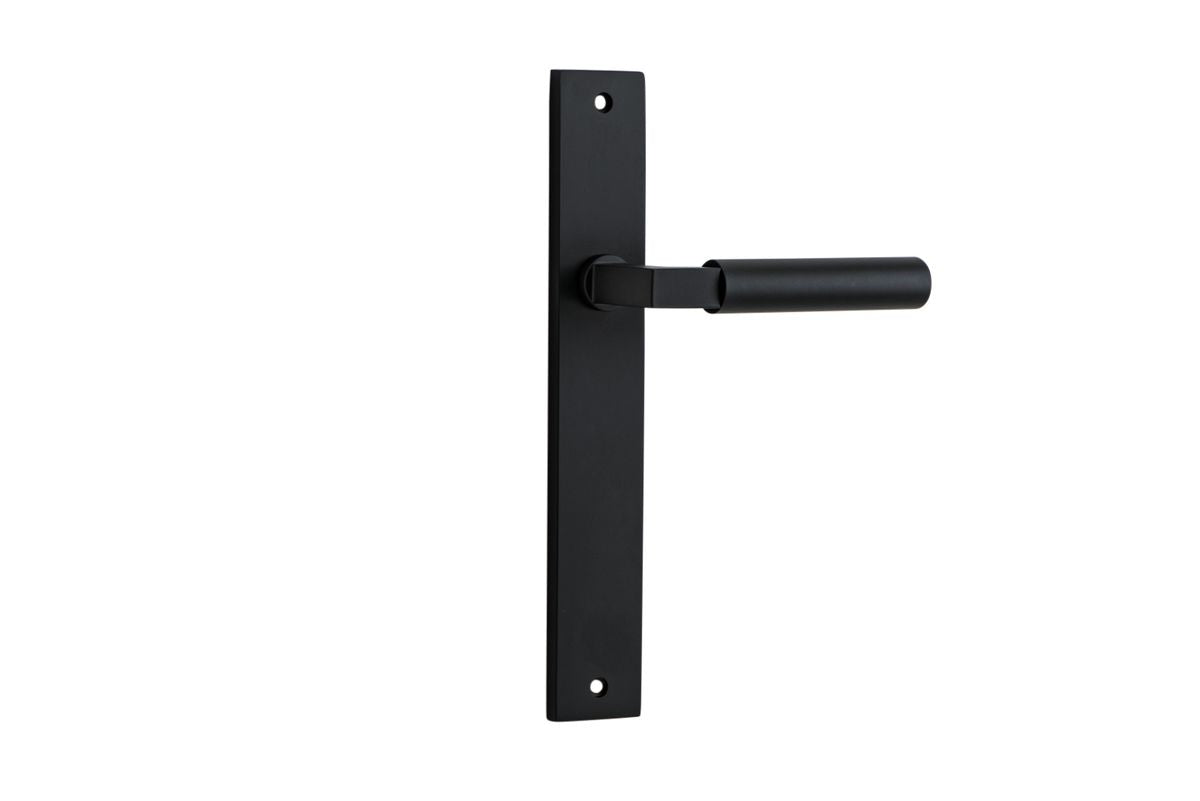 Iver Berlin Door Lever Rectangular Latch Pair, Passage Kit, Privacy Kit , Entrance Kit with High Security Lock - Matt Black
