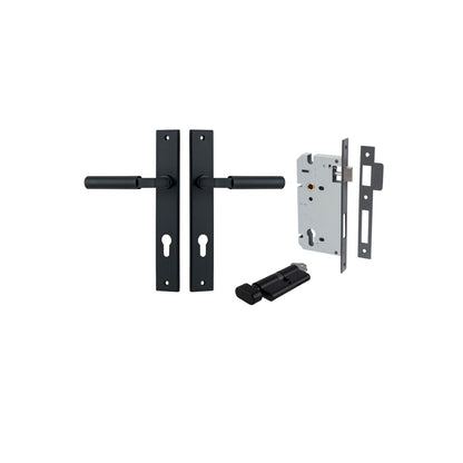 Iver Berlin Door Lever Rectangular Latch Pair, Passage Kit, Privacy Kit , Entrance Kit with High Security Lock - Matt Black