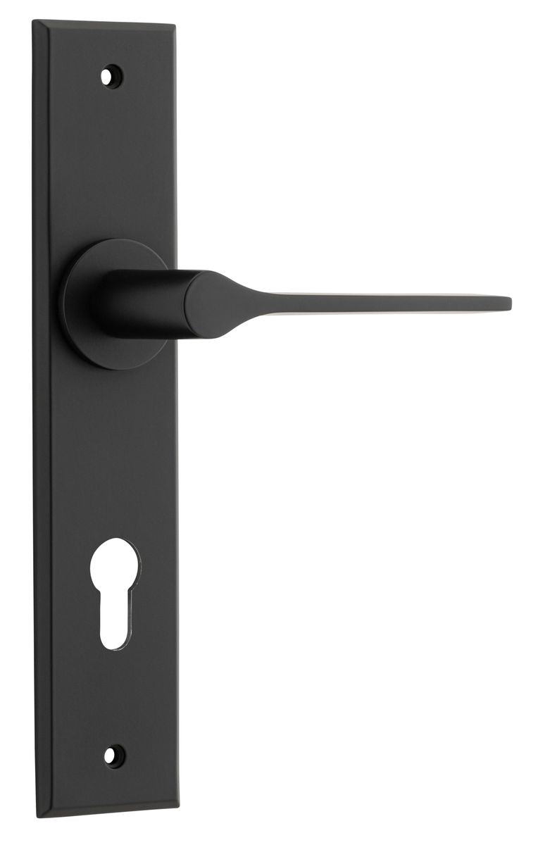 Iver Como  Door Lever Chamfered Latch Pair, Passage Kit, Privacy Kit , Entrance Kit with High Security Lock -Matt Black