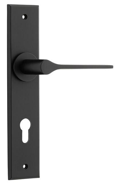 Iver Como  Door Lever Chamfered Latch Pair, Passage Kit, Privacy Kit , Entrance Kit with High Security Lock -Matt Black