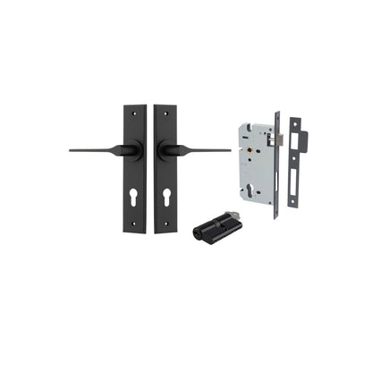 Iver Como  Door Lever Chamfered Latch Pair, Passage Kit, Privacy Kit , Entrance Kit with High Security Lock -Matt Black