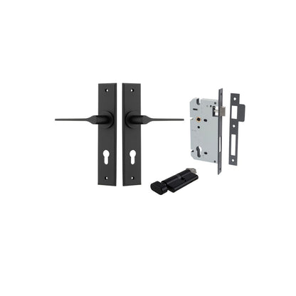 Iver Como  Door Lever Chamfered Latch Pair, Passage Kit, Privacy Kit , Entrance Kit with High Security Lock -Matt Black