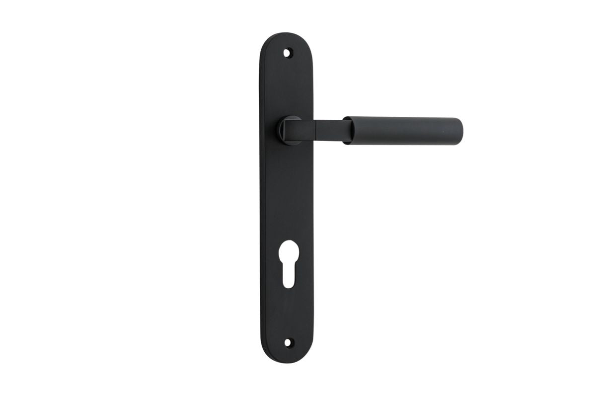 Iver Berlin Door Lever Oval Latch Pair, Passage Kit, Privacy Kit , Entrance Kit with High Security Lock - Matt Black