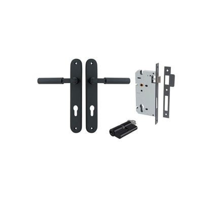 Iver Berlin Door Lever Oval Latch Pair, Passage Kit, Privacy Kit , Entrance Kit with High Security Lock - Matt Black