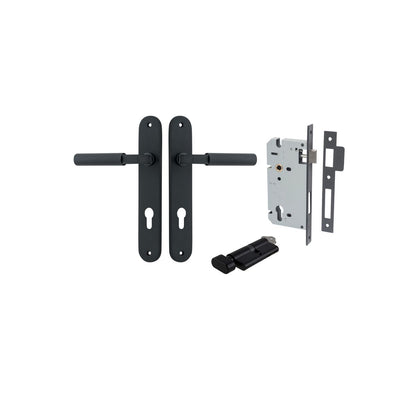 Iver Berlin Door Lever Oval Latch Pair, Passage Kit, Privacy Kit , Entrance Kit with High Security Lock - Matt Black
