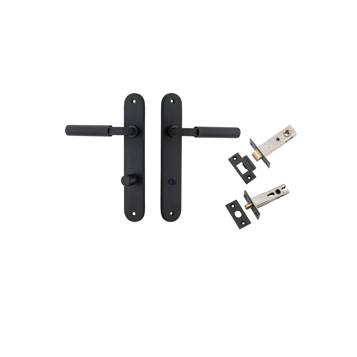 Iver Berlin Door Lever Oval Latch Pair, Passage Kit, Privacy Kit , Entrance Kit with High Security Lock - Matt Black