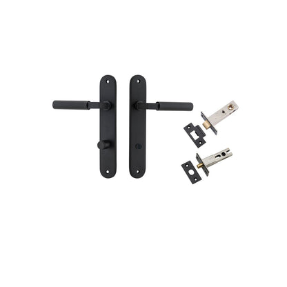 Iver Berlin Door Lever Oval Latch Pair, Passage Kit, Privacy Kit , Entrance Kit with High Security Lock - Matt Black