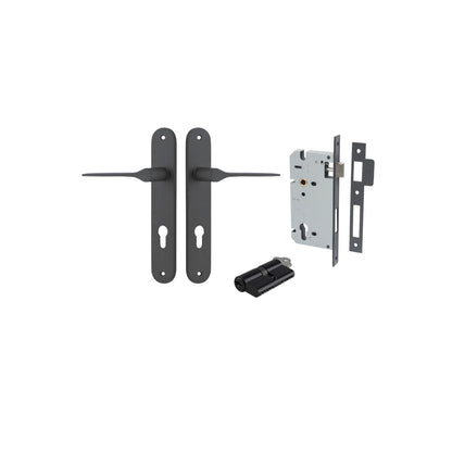Iver Como  Door Lever Oval Latch Pair, Passage Kit, Privacy Kit , Entrance Kit with High Security Lock -Matt Black