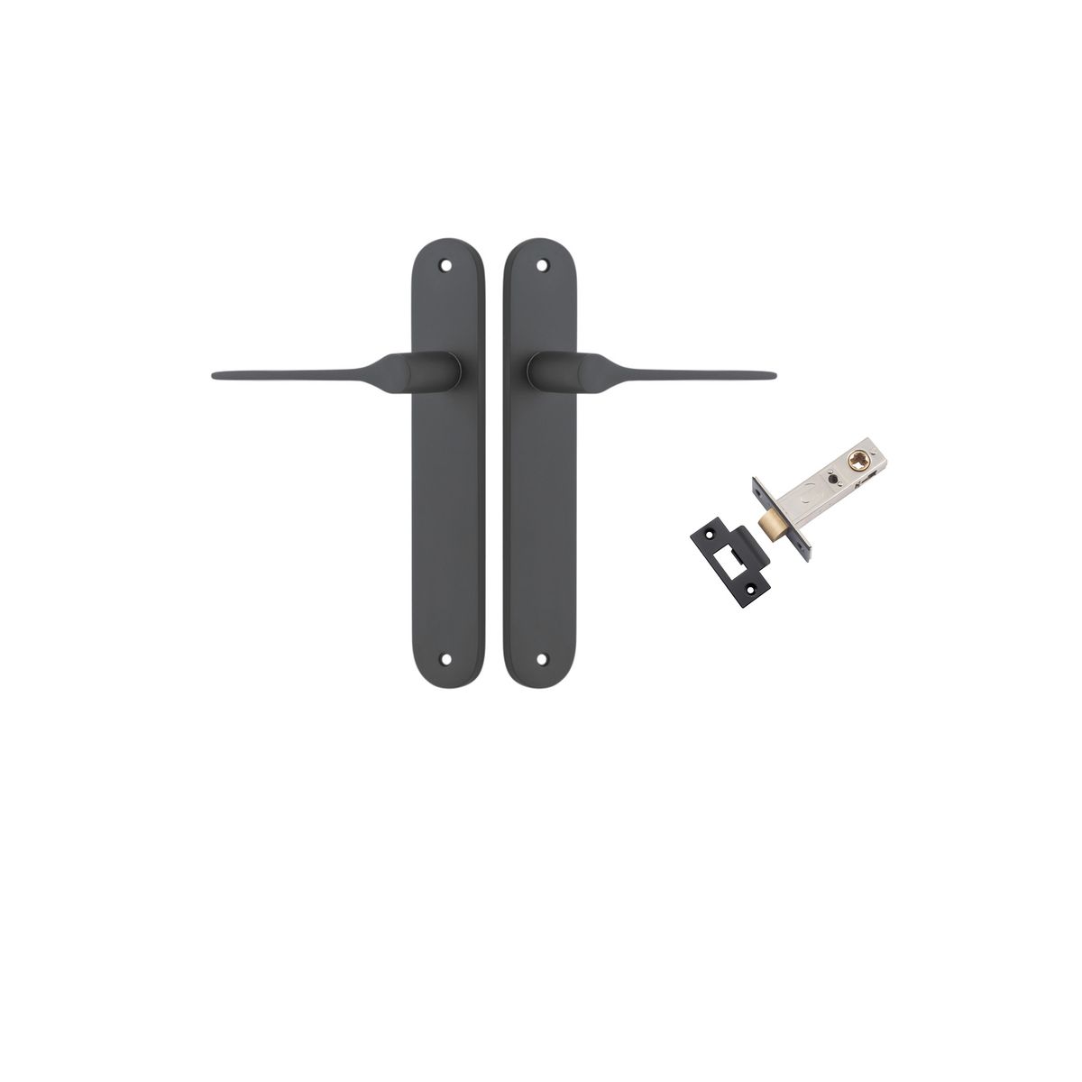 Iver Como  Door Lever Oval Latch Pair, Passage Kit, Privacy Kit , Entrance Kit with High Security Lock -Matt Black
