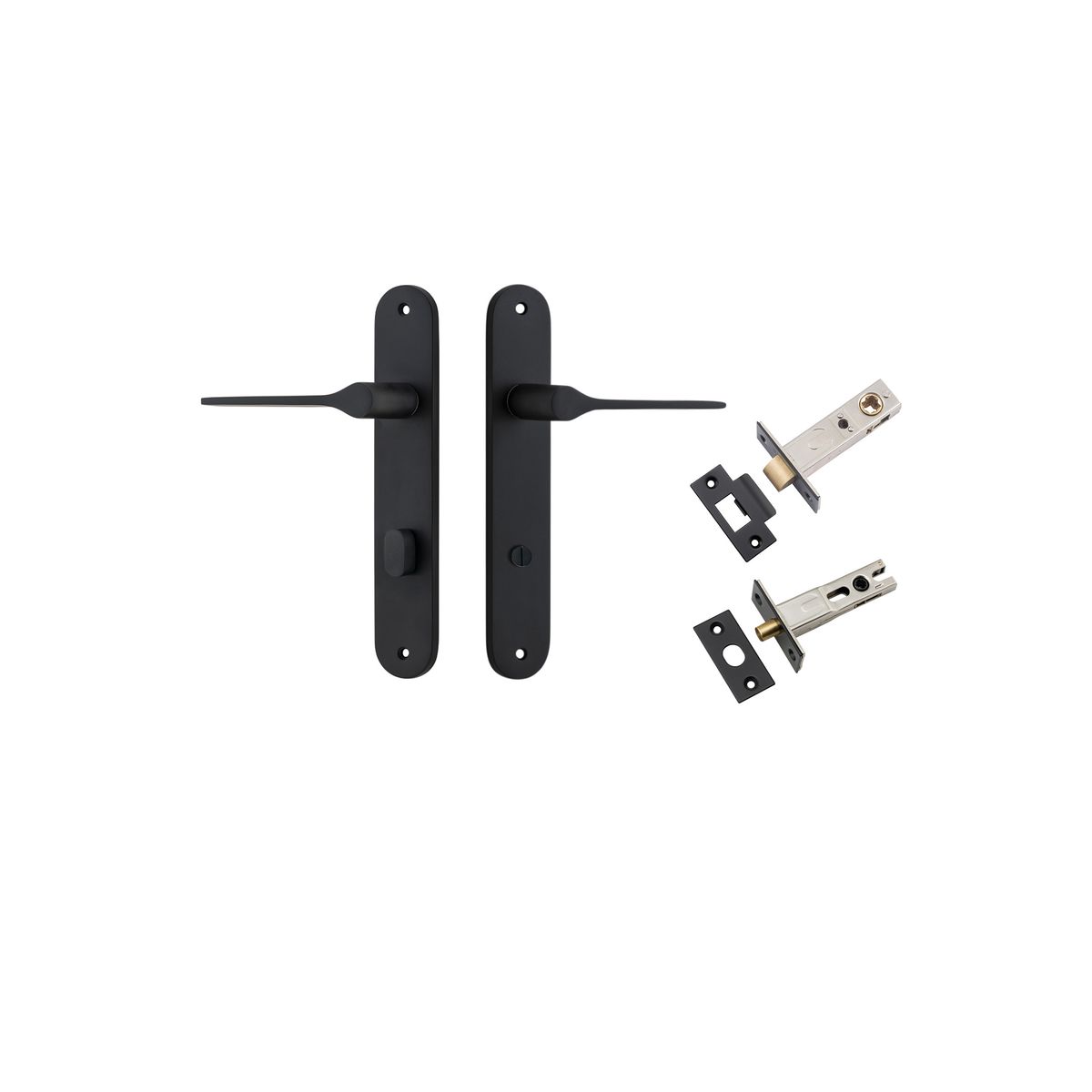 Iver Como  Door Lever Oval Latch Pair, Passage Kit, Privacy Kit , Entrance Kit with High Security Lock -Matt Black