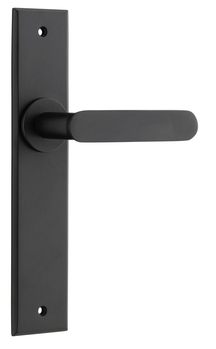 Iver Bronte Door Lever Chamfered Latch Pair, Passage Kit, Privacy Kit , Entrance Kit with High Security Lock - Matt Black