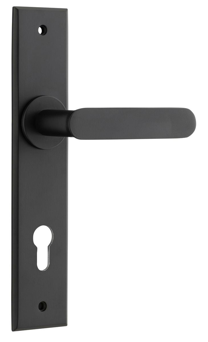 Iver Bronte Door Lever Chamfered Latch Pair, Passage Kit, Privacy Kit , Entrance Kit with High Security Lock - Matt Black