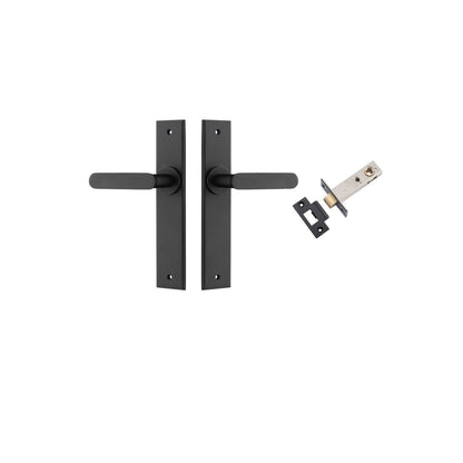 Iver Bronte Door Lever Chamfered Latch Pair, Passage Kit, Privacy Kit , Entrance Kit with High Security Lock - Matt Black