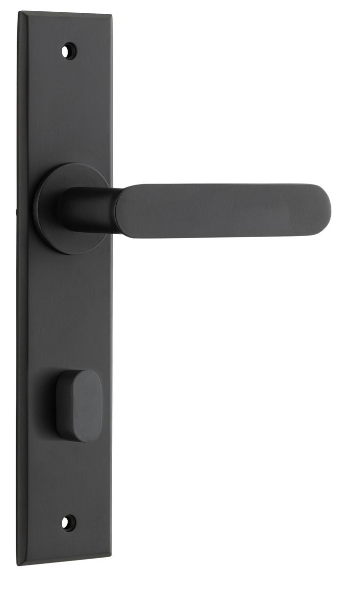 Iver Bronte Door Lever Chamfered Latch Pair, Passage Kit, Privacy Kit , Entrance Kit with High Security Lock - Matt Black
